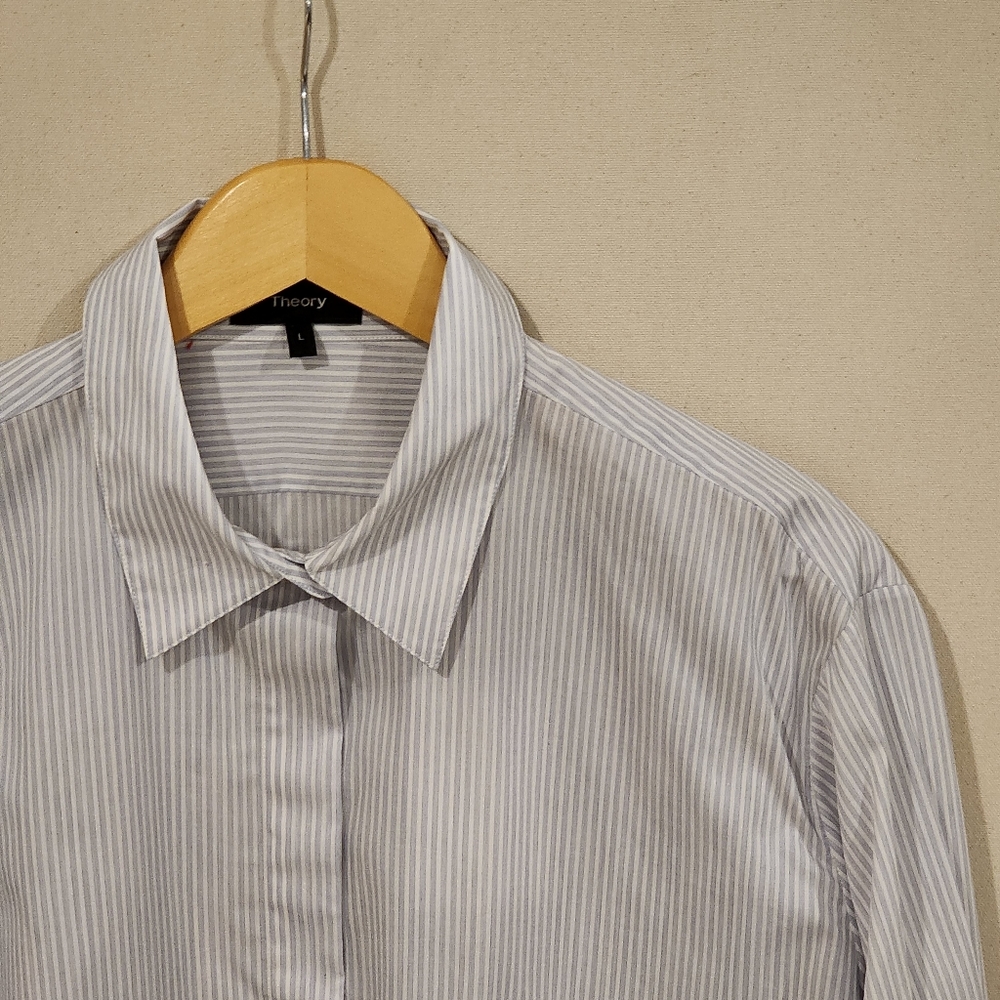 Theory Gray Striped Men's Shirt